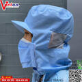Nón Trùm Thủy Sản Có Khẩu Trang Màu Xanh Nhạt VAKT-04