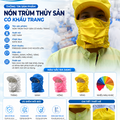 Nón Trùm Thủy Sản Có Khẩu Trang Màu Vàng VAKT-02