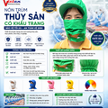 Nón Trùm Thủy Sản Có Khẩu Trang Màu Xanh Lá VAKT-05