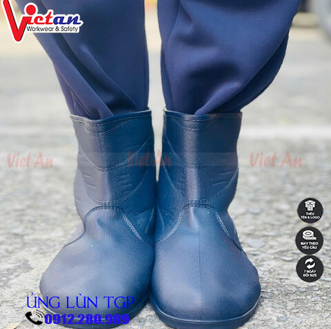 Ủng Lùn Thấp Cổ Màu Xanh Đen