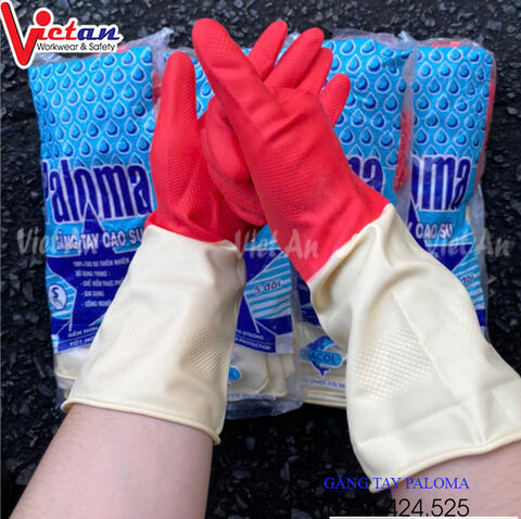 Găng Tay Cao Su Paloma Đỏ Phối Kem GTCS11