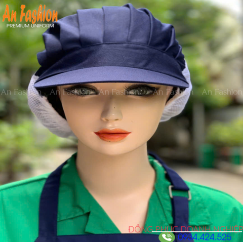 Nón Thực Phẩm Xếp Ly Kaki Màu Xanh Đen VAXL-12