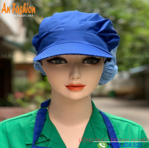 Nón Thực Phẩm Xếp Ly Kaki Màu Xanh Bích VAXL-13