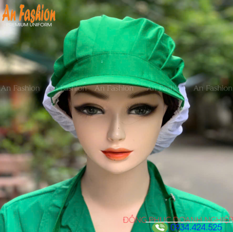 Nón Thực Phẩm Xếp Ly Kaki Xanh Lá VAXL-15