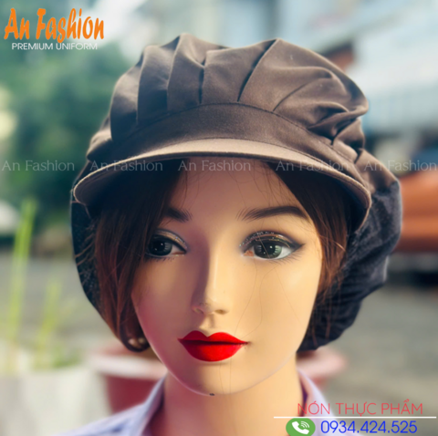 Nón Thực Phẩm Xếp Ly Kaki Màu Nâu VAXL-14