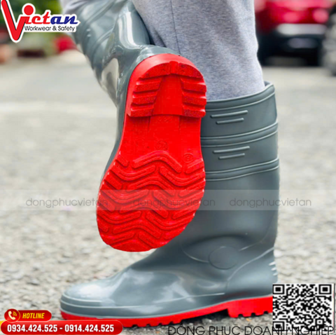 Ủng Bảo Hộ Xám Đỏ Mũi Thép 239