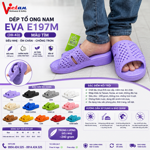 Dép Tổ Ong Nam EVA E197M (39-43) Màu Tím