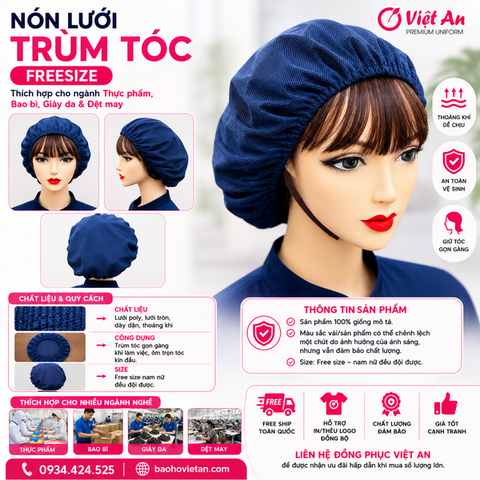 Nón Lưới Bánh Tiêu Màu Xanh Đen VANL-09