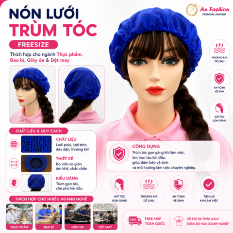 Nón Lưới Bánh Tiêu Tròn Màu Xanh Bích VANL-03
