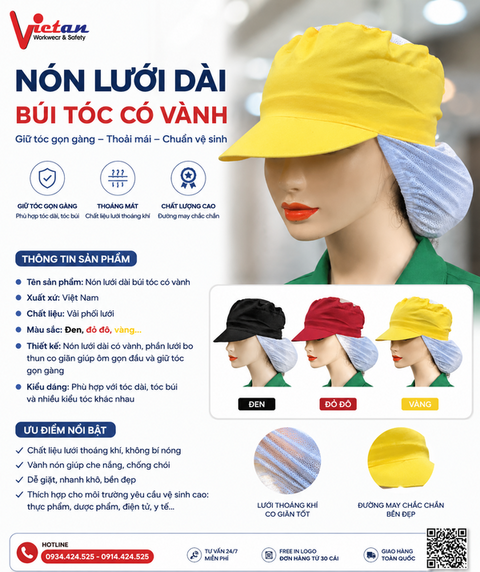 Nón Búi Tóc Phối Lưới Màu Vàng VANBT-03