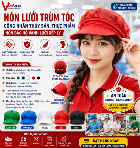 Nón Lưới Nửa Đầu Màu Đỏ NLNĐ-09