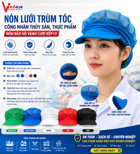 Nón Lưới Nửa Đầu Xanh Coban NLNĐ-06