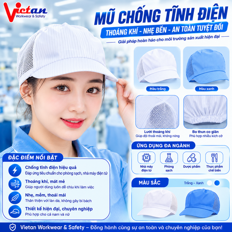 Nón Kết Lưỡi Trai Phòng Sạch Màu Trắng VALT-01