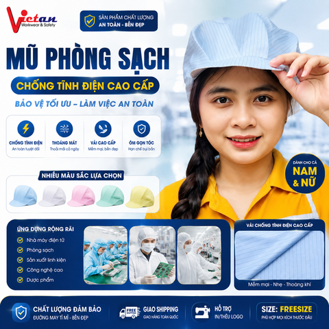 Nón Phòng Sạch Chống Tĩnh Điện Trắng VAPS-01