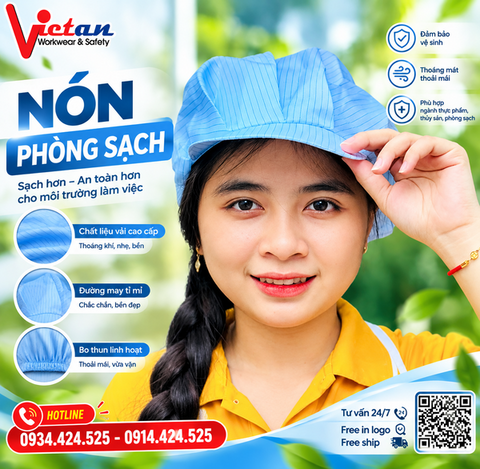 Nón Phòng Sạch Chống Tĩnh Điện Màu Xanh VAPS-07