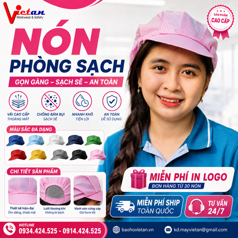 Nón Phòng Sạch Chống Tĩnh Điện Màu Hồng Nhạt VAPS-02