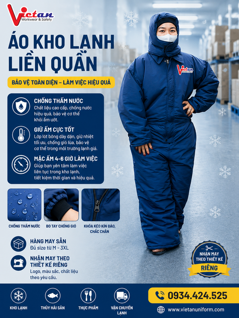 Áo Kho Lạnh Liền Quần Có Nón VAKL-07