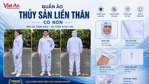 Quần Áo Thủy Sản Liền Thân Có Nón: Giải Pháp Đồng Phục Gọn Gàng Cho Nhà Máy Chế Biến