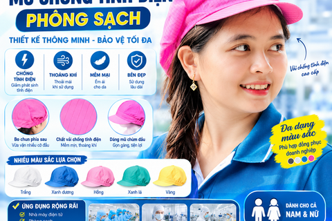 Nón Phòng Sạch Chống Tĩnh Điện Màu Hồng Đậm VAPS-03