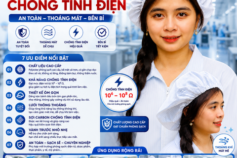 Nón Bánh Tiêu Phòng Sạch Tĩnh Điện Màu Trắng BTPS-01