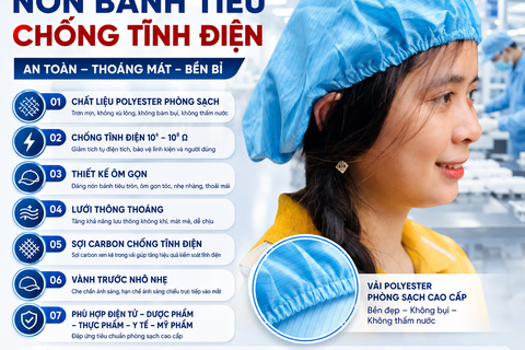 Nón Bánh Tiêu Phòng Sạch Tĩnh Điện Màu Xanh BTPS-02