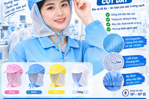 Nón Cột Dây Phòng Sạch Màu Xanh CDPS-01