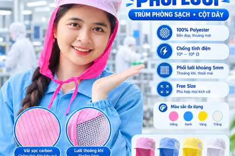 Nón Cột Dây Phòng Sạch Màu Hồng CDPS-02