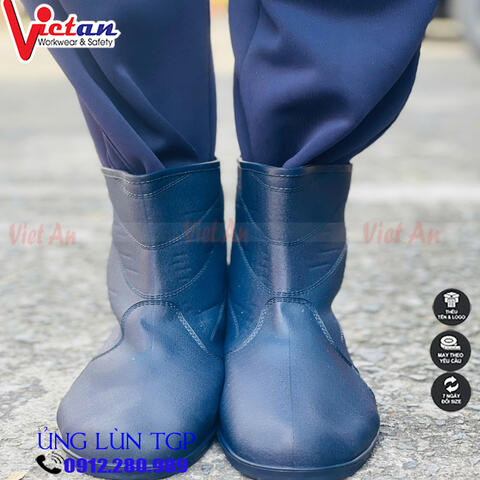 Ủng Lùn Thấp Cổ Màu Xanh Đen