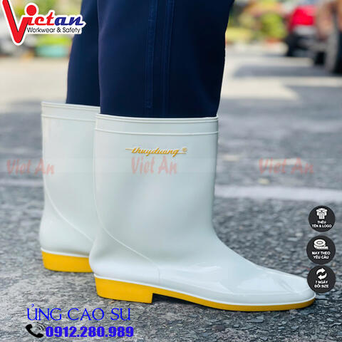 Ủng Cao Cổ Thùy Dương Trắng Đế Vàng