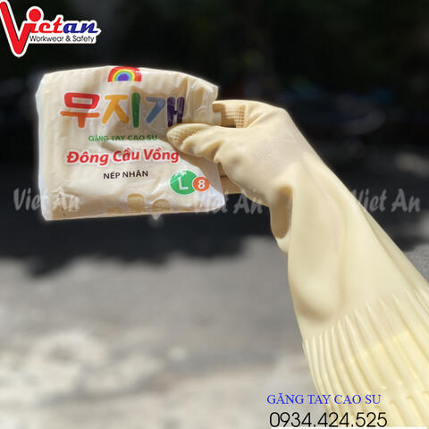 Găng Tay Cao Su Đông Cầu Vồng Kem GTCS07