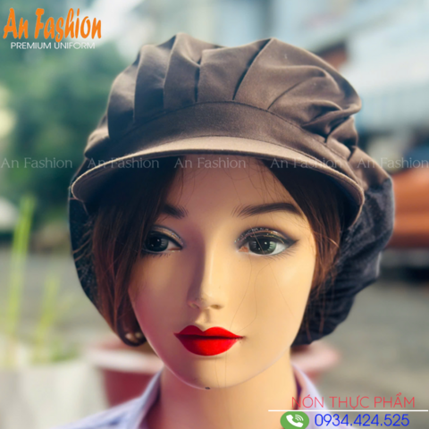 Nón Thực Phẩm Xếp Ly Kaki Màu Nâu VAXL-14