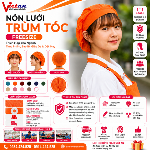 Nón Lưới Bánh Tiêu Có Vành Màu Cam NLCV-04