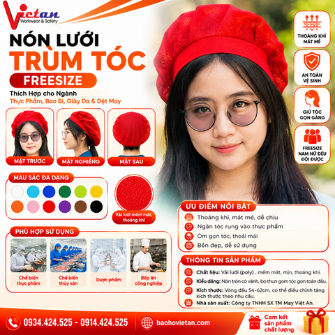 Nón Lưới Bánh Tiêu Có Vành Màu Đỏ  NLCV-07