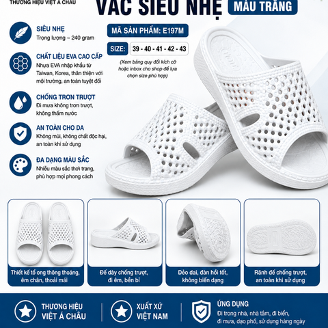 Dép Tổ Ong Nam EVA E197M (39-43) Màu Trắng
