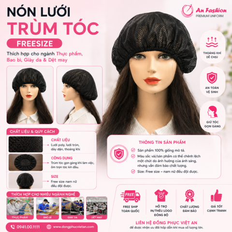 Nón Lưới Bánh Tiêu Màu Đen VANL-07