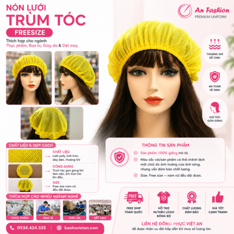 Nón Lưới Bánh Tiêu Màu  Vàng VANL-10