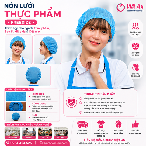 Nón Lưới Bánh Tiêu Tròn Xanh Biển VANL-04