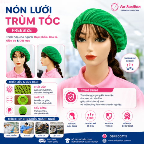 Nón Lưới Bánh Tiêu Màu Xanh Lá VANL-08