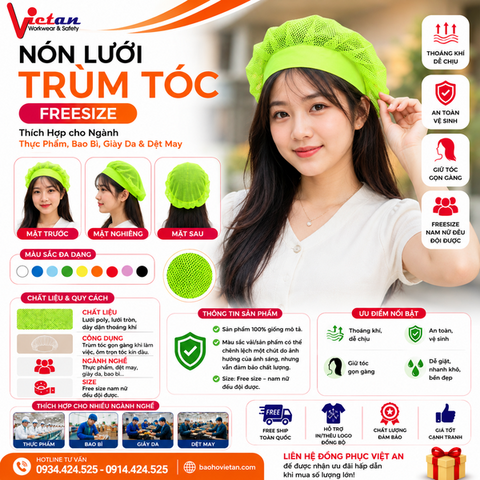 Nón Lưới Bánh Tiêu Có Vành Màu Xanh Neon NLCV-05