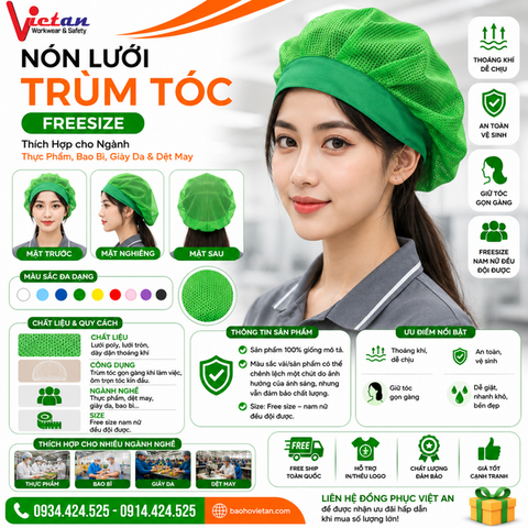 Nón Lưới Bánh Tiêu Có Vành Màu Xanh Lá NLCV-03