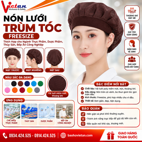 Nón Lưới Bánh Tiêu Có Vành Màu Nâu  NLCV-09