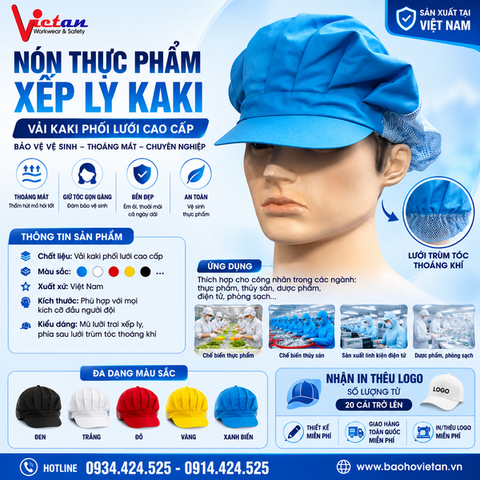 Nón Thực Phẩm Xếp Ly Kaki Màu Xanh Yamaha VAXL-17