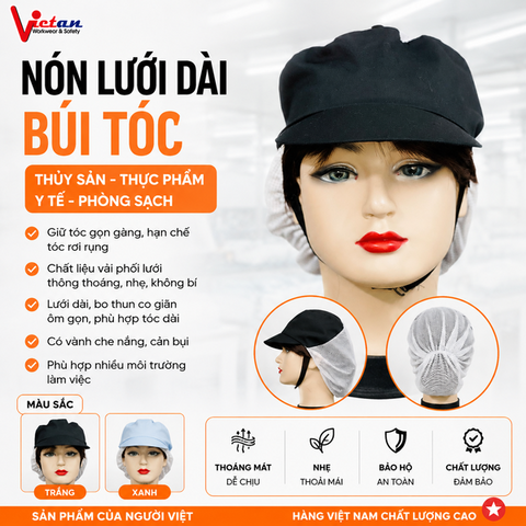 Nón Búi Tóc Kaki Phối Lưới Đen VANBT-01