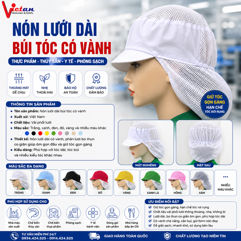 Nón Búi Tóc Silk  Phối Lưới Màu Trắng VANBT-07