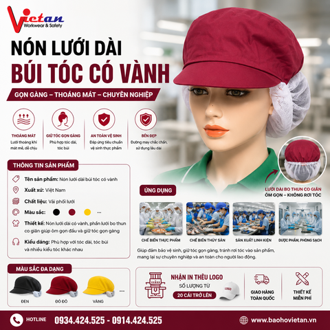 Nón Búi Tóc Kaki Phối Lưới Màu Đỏ Đô VANBT-02