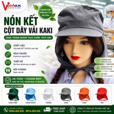 Nón Cột Dây Màu Xám VACD-04