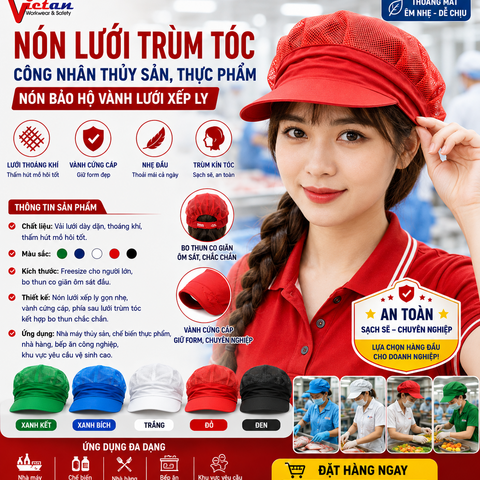 Nón Lưới Nửa Đầu Màu Đỏ NLNĐ-09