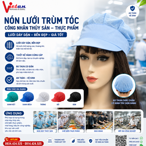 Nón Lưới Nửa Đầu Xanh Biển NLNĐ-10