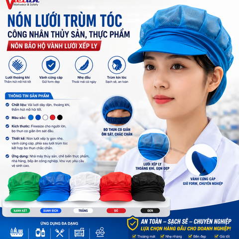 Nón Lưới Nửa Đầu Xanh Coban NLNĐ-06