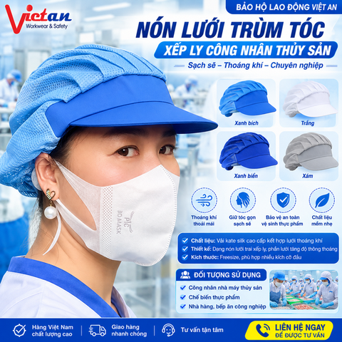 Nón Lưỡi Trai Xếp Ly Lưới Trùm Tóc NLXL-01